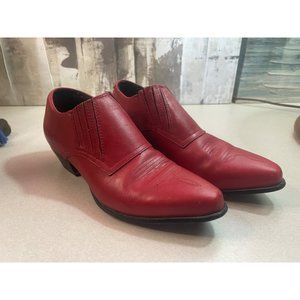 Durango Women's Red Leather Stitched Western Cowgirl Angle Booties Boots Size 6.